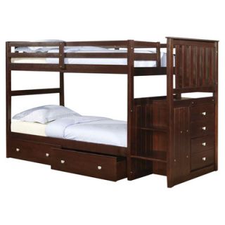 Donco Kids Twin Standard Bunk Bed with Underbed Drawer and Stairway