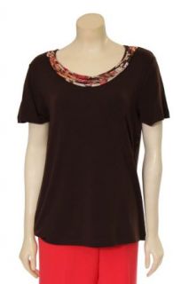 Tropical Print Top in Brown by Alfred Dunner (S)