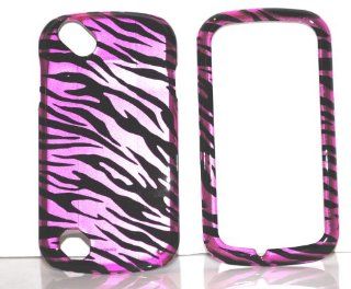 Hot Pink Zebra Design Snap on Hard Skin Shell Protector Faceplate Cover Case for Pantech Laser P9050+ Microfiber Pouch Bag + Case Opener Cell Phones & Accessories