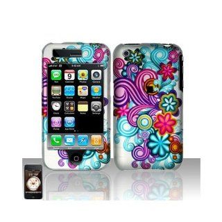 Premium Iphone 3g/3gs Funky Flower Hard Skin/snap On/faceplate Pink/ GreeN Design+ Free Anti Dust Plug Random Pick 