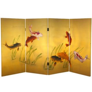 Oriental Furniture 36 x 63 Double Sided Seven Lucky Fish 4 Panel