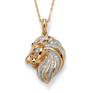 Palm Beach Jewelry 18k Gold/Silver Diamond Accent Lion Head Pendant