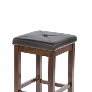 Crosley Upholstered Square Seat 29 Barstool in Vintage Mahogany