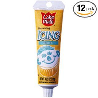 Cake Mate White Icing, 4.25 Ounce Pouch (Pack of 12)  Pastry Decorations  Grocery & Gourmet Food