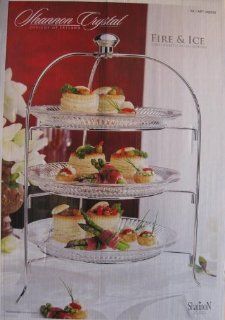 Shannon Crystal of Ireland Dublin 3 Tier Crystal Serving Rack Tiered Serving Platters Kitchen & Dining