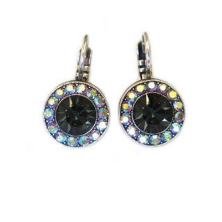 Mariana Earrings   Round Disc Small Swarovski Crystal Earrings, Gray AB 1129 747 Dangle Earrings Jewelry