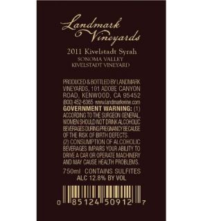 2011 Landmark Kivelstadt Vineyard Syrah 750 mL Wine