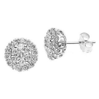 1 Carat Diamond Cluster Studs Earrings 14k White Gold Jewelry