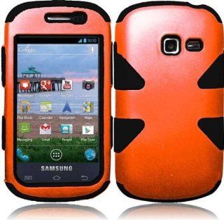 Samsung Galaxy Discover S730G ( Straight Talk , Net10 , Tracfone , Cricket ) Phone Case Accessory Orange Black Dual Protection D Dynamic Tuff Extra Stong Cover with Free Gift Aplus Pouch Cell Phones & Accessories