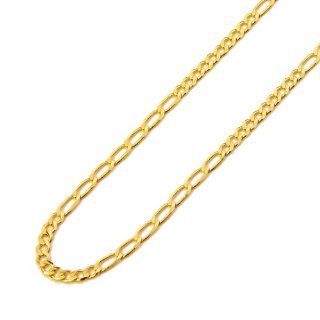 14K Yellow Gold 2.5mm 10+1 Figaro Chain Necklace with Lobster Claw Clasp   18" Inches The World Jewelry Center Jewelry