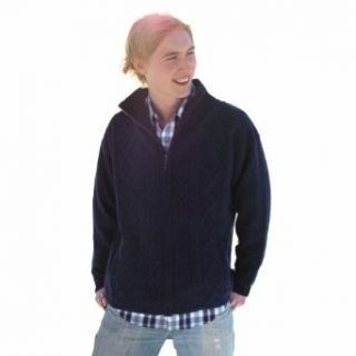 100% Pure New Irish Wool Mens Shetland Lined Zipper Aran Sweater Clothing