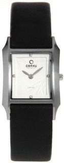 Obaku Women's V107LCIRB Black Leather Quartz Watch with White Dial Obaku Watches