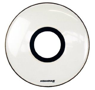Aquarian Drumheads PTCC24WH Center Ported Bass 24 inch Bass Drum Head, goss white Musical Instruments