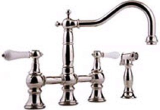 Canterbury Straight Kitchen Bridge Faucet with Side Spray   Touch On Kitchen Sink Faucets  