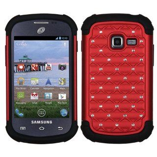 SYD   Red Samsung Galaxy Centura Hybrid Bling Diamond Rhinestone Case + Stylus SGH S738 S730G Straight Talk Cell Phones & Accessories