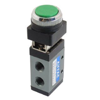 Amico MSV 98322PP 1/4" PT 3/2 Way Momentary Green Flat Button Air Mechanical Valve
