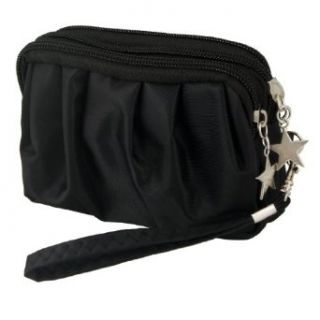 Allegra K Lady Drape Design Stars Detailling Black Wallet Pouch Purse Bag Clothing
