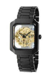 Android Mystique Ceramic Skeleton Automatic Watch Black with Goldtone Movemen Android Watches