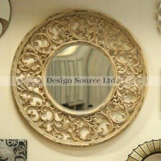 Spectacular 60" CIRCULAR SCROLLWORK Wall Mirror Round Extra Large Cream   Wall Mounted Mirrors