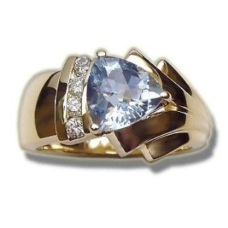 .15 ct 8mm Trillion Aquamarine Ladies Rings Jewelry