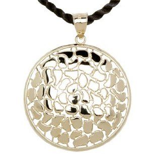 14K Polish Cheetah Patterned Circle Pendant Jewelry