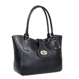 Fineplus Women's New Fashion High class Buckle Leather Hobo Handbag Black Clothing