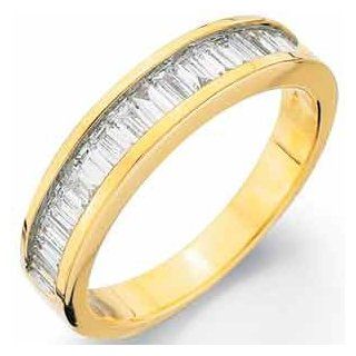 14Kt Yellow Gold Ladies Channel Baguette Cut Diamond Wedding Ring Jewelry