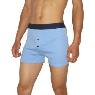 Mens Soft & Comfortable Button Fly Boxer Shorts / Briefs Underwear   Blue (Size L) at  Mens Clothing store