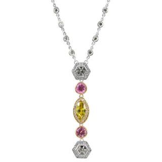 Round Cut Unique CZ Necklace   Tri Color Emitations Jewelry