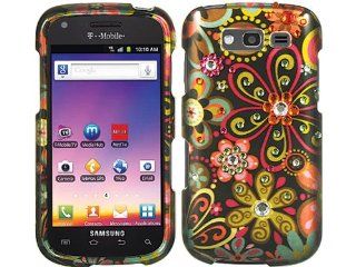 Pink Green Orange Flowers Bling Rhinestone Diamond Crystal Faceplate Hard Skin Case Cover for Samsung Galaxy Blaze 4G SGH T769 w/ Free Pouch Cell Phones & Accessories