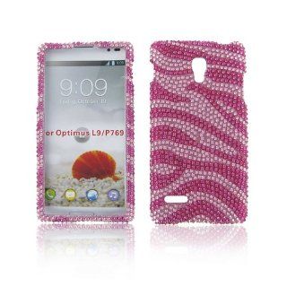 Lg P769 (Optimus L9) Full Diamond Hot Pink Zebra Protective Case Cell Phones & Accessories