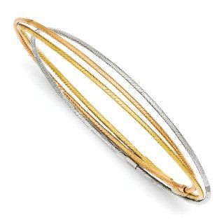Gold and Watches 14k Tri color Diamond Cut 3 Intertwined Bangles Jewelry