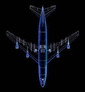 Top View Technical Illustration of a Boeing 747.   36"H x 33"W   Peel and Stick Wall Decal by Wallmonkeys   Decorative Wall Appliques