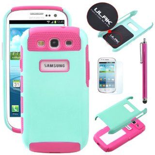 Pandamimi ULAK(TM) Aqua Blue & Rose Pink Fashion Sweety Girls TPU + PC 2 Piece Hard Case Cover for Samsung Galaxy S3 i9300 (fit GT I9300/SGH I747/SPH L710/SGH T999/SCH I535)with Free Screen Protector and Stylus Cell Phones & Accessories