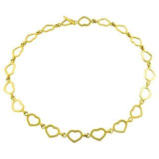 14 Karat Yellow Gold Flat Heart Link Toggle Necklace (17 Inch) Chain Necklaces Jewelry
