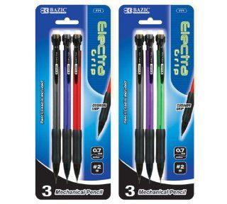 BAZIC Electra 0.7 mm Mechanical Pencil with Grip, 3 Pack ( 771 144) 