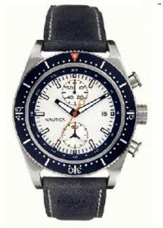 Nautica Men's White Dial Brown Leather Strap Chronograph Date Quartz Watch A14591G Nautica Watches