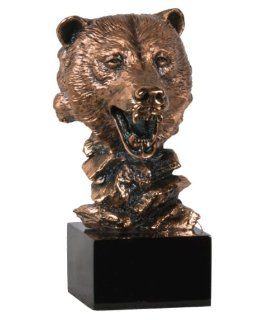 Copper Bear Bust Sculpture   Statues