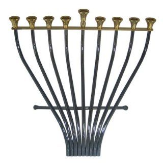 Hanukkah Menorah for Jewish Holiday. Gold and Silver Plated. Merging Poles Design. Hand Made in Israel By Darshi Design. Size 10.5" X 7". Great Holiday Gifts for Temple, Housewarming and Chanukah  Hanukkah Candles  