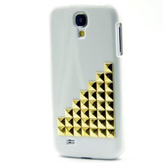 Punk Pyramid Studs and Spikes Mobile Samsung Galaxy S4 Case for Studs Cell Phone Samsung Galaxy i9500 Case White Golden + Screen Protector + stylus + 1D silicone band Cell Phones & Accessories