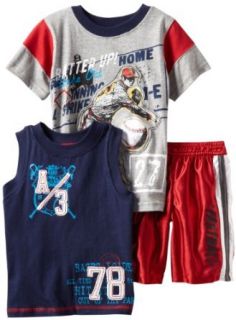Z Boyz Wear by Nannette 2 7 3 Piece Knit Pullover 1 and 2 with Short, Red/Blue/Grey, 2T Clothing