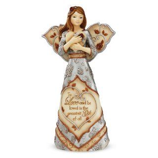 Elements To Love and Be Loved Angel Holding Heart by Pavilion, Reads "To Love and Be Loved Is The Greatest Gift of All", 6 Inches Tall   Collectible Figurines