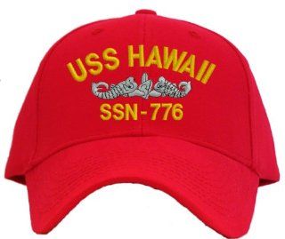 USS Hawaii SSN 776 Embroidered Baseball Cap   Red 