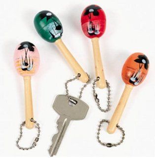 Mini Wooden Maraca Key Chains (1 dz) Toys & Games