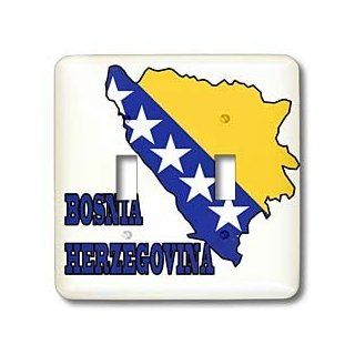 lsp_57056_2 777images Flags and Maps   The flag of Bosnia and Herzegovina in the outline map of the country and name Bosnia Herzegovina   Light Switch Covers   double toggle switch   Multi Switch Plates  