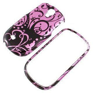 Black Floral Purple Protector Case for Samsung Gravity Smart T589 Cell Phones & Accessories