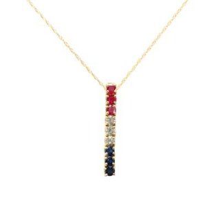 14K Yellow Gold Red White and Blue Pendant JewelryCastle Jewelry
