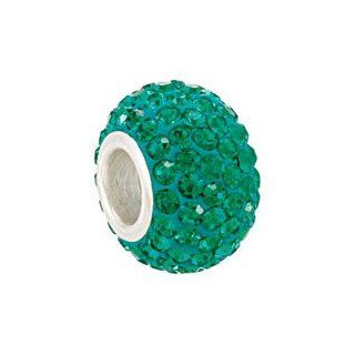 Sterling Silver Emerald Green Swarovski Crystal Birthstone Bead Charm Fits Pandora, Troll, Zable, Reflections Jewelry