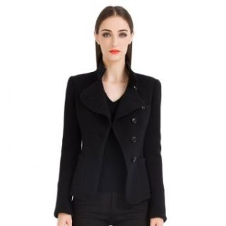 Honeystore Women's Tailored Collar Single breasted 100% Cashmere Jacket Black X Small