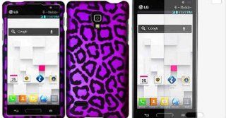 For LG Optimus L9 P769 P760 Hard Design Cover Case Purple Leopard+LCD Screen Protector Cell Phones & Accessories